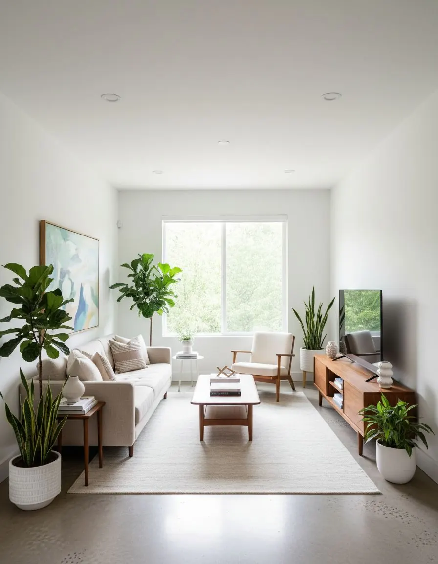 Habitación después del rediseño con IA - diseño de interiores moderno