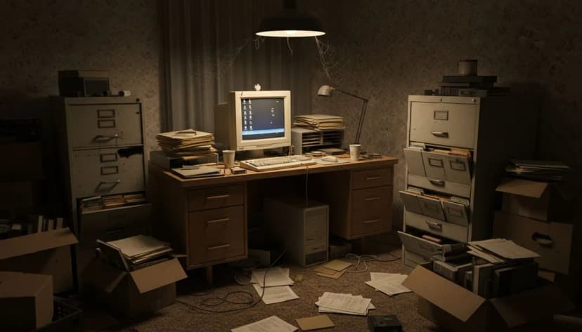 Oficina en casa antes del rediseño con IA - espacio desordenado