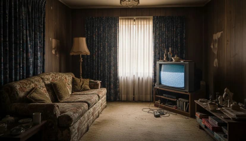 Sala de estar antes del rediseño con IA - estilo antiguo