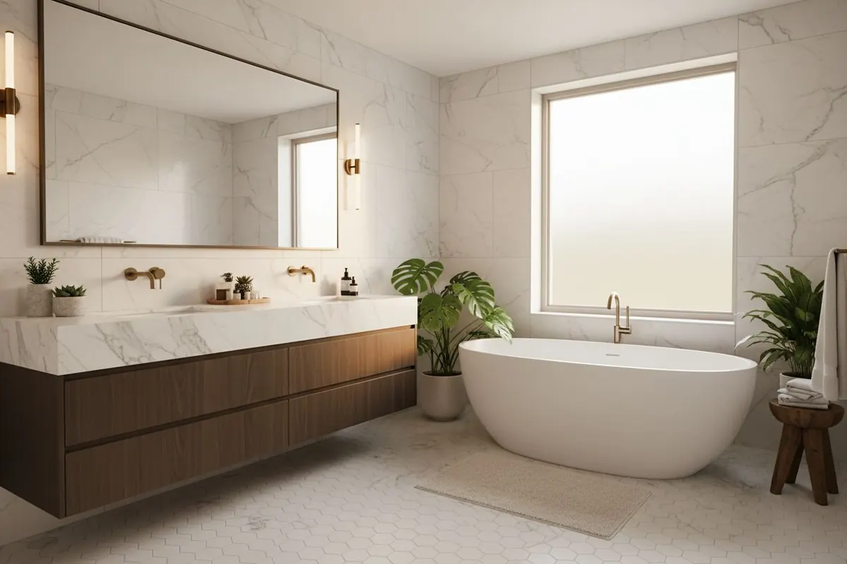 Diseño de baño con IA - baño moderno estilo spa